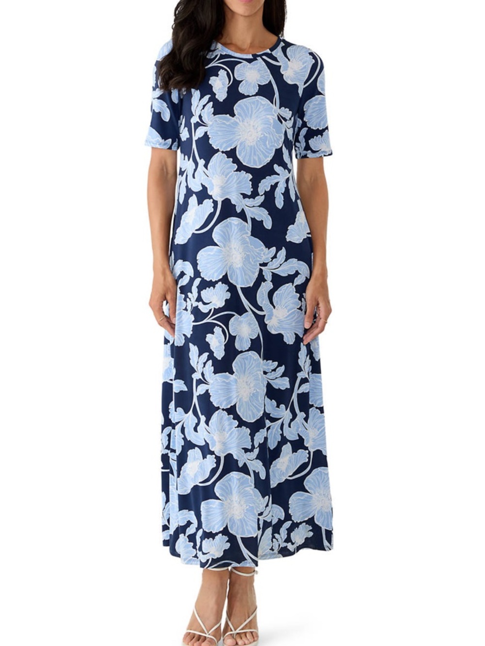 Vince Camuto Navy Maxi Dress with Light Blue Floral Print